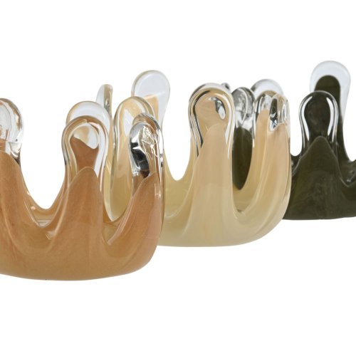 Ljusstakar Home ESPRIT Grn Krm Persika Glas 12,5 x 12,5 x 9,5