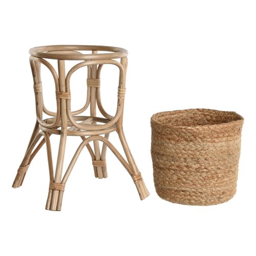 Set med planteringskrl Home ESPRIT Naturell vide Fibrer 28 x 28