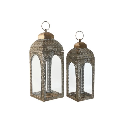 Lykta Home ESPRIT Gyllene Metall Glas Arab Avskalad 20 X 20 X 56
