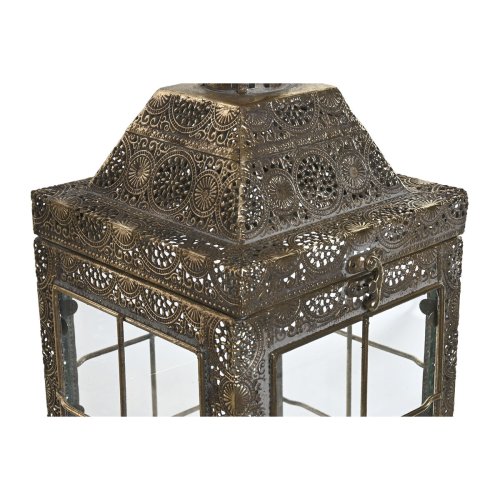 Lyktsats Home ESPRIT Gyllene Metall Glas Arab 26 x 26 x 53 cm (2