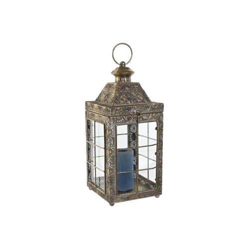 Lyktsats Home ESPRIT Gyllene Metall Glas Arab 26 x 26 x 53 cm (2