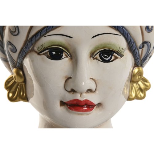 Kruka Home ESPRIT Bl Vit Gyllene Porslin 15 x 15 x 26 cm (2 ant