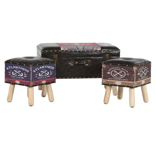Koffertset Home ESPRIT Brun Multicolour Polyuretan Tr Vintage 7