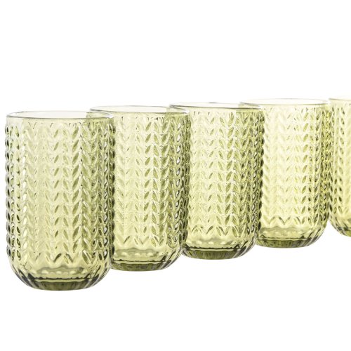 Glasset Home ESPRIT Grn Glas Med relief 420 ml (6 antal)