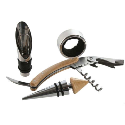 Set med Vintillbehr Home ESPRIT Naturell Bambu Rostfritt stl