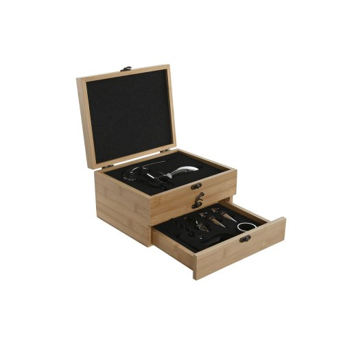 Set med Vintillbehr Home ESPRIT Naturell Bambu Rostfritt stl