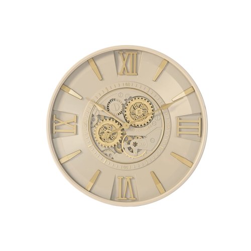 Vggklocka Home ESPRIT Beige Gyllene Glas Jrn 60 x 8 x 60 cm