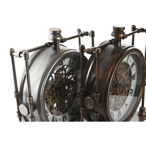 bordsklocka Home ESPRIT Gyllene Silvrig Vintage (2 antal)