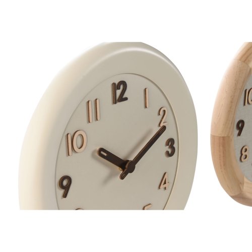 Vggklocka Home ESPRIT Beige Naturell Tr 30 x 5 x 30 cm (2 anta