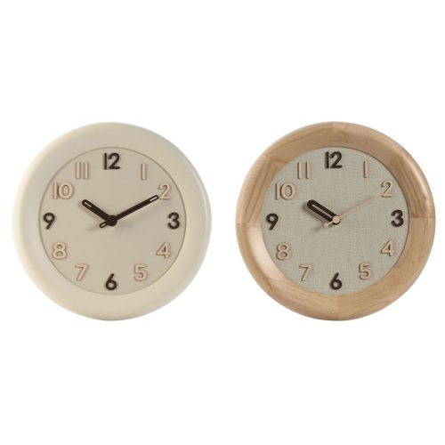 Vggklocka Home ESPRIT Beige Naturell Tr 30 x 5 x 30 cm (2 anta