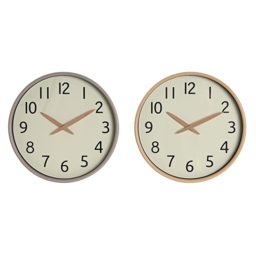 Vggklocka Home ESPRIT Beige Naturell PVC Tr 30 x 4,7 x 30 cm (