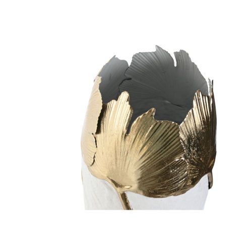 Set med 3 Vasar Home ESPRIT Vit Gyllene Metall 21 x 21 x 55 cm (