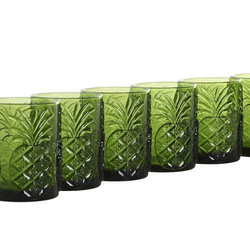 Glasset Home ESPRIT Grn Glas Med relief 300 ml (6 antal)