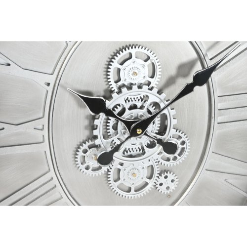 Vggklocka Home ESPRIT Silvrig Naturell Metall Glas furutr 50 x