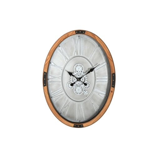 Vggklocka Home ESPRIT Silvrig Naturell Metall Glas furutr 50 x