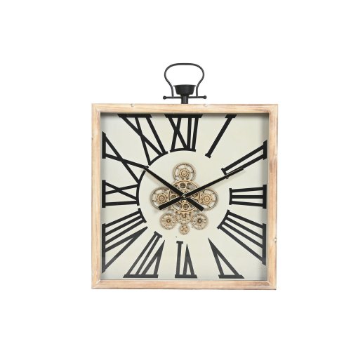 Vggklocka Home ESPRIT Vit Naturell Metall furutr 60 x 8,5 x 73