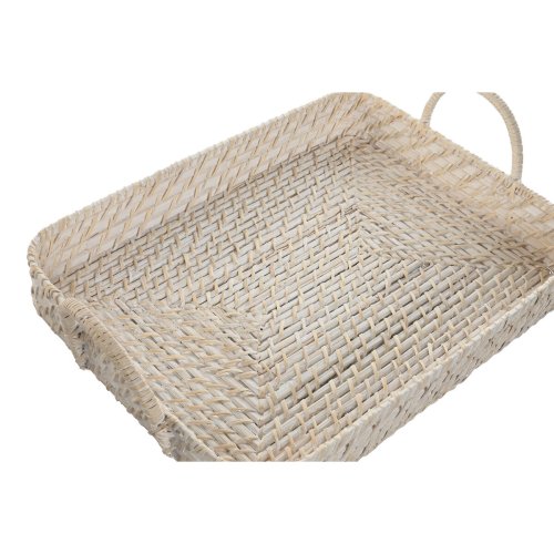 Uppsttning med Brickor Home ESPRIT Vit Naturell Bambu Rattan 45