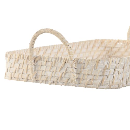 Uppsttning med Brickor Home ESPRIT Vit Naturell Bambu Rattan 45