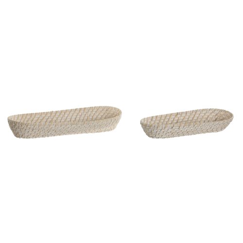 Uppsttning med Brickor Home ESPRIT Vit Naturell 44 x 18 x 7 cm