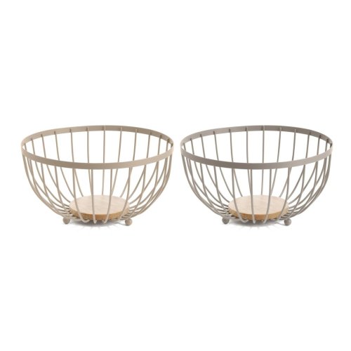 Fruktskl Home ESPRIT Beige Rosa Metall Gummitr 25 x 25 x 13 cm