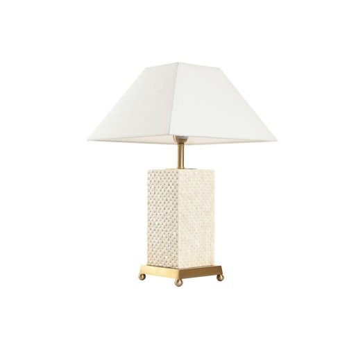 Bordslampa Home ESPRIT Vit Beige Gyllene 50 W 220 V