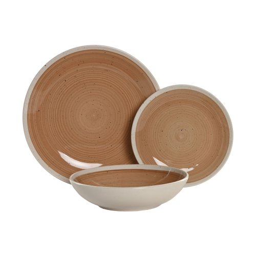 Matservis Home ESPRIT Vit Orange Stengods 18 Delar