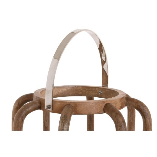 Ljusstakar Home ESPRIT Brun Silvrig Naturell Glas Mangotr 30 x