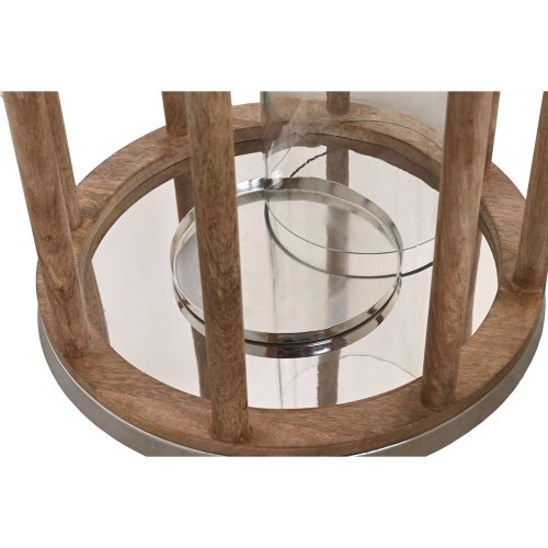 Ljusstakar Home ESPRIT Brun Silvrig Naturell Glas Mangotr 30 x