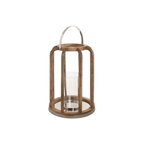 Ljusstakar Home ESPRIT Brun Silvrig Naturell Glas Mangotr 30 x
