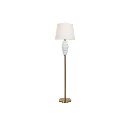 Golvlampa Home ESPRIT Vit Gyllene 220 V 43 x 43 x 170 cm