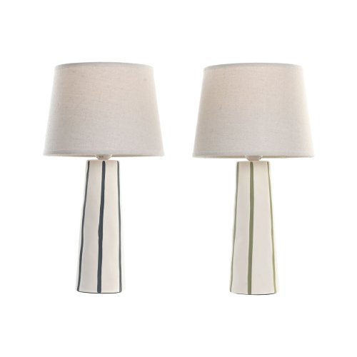 Bordslampa Home ESPRIT Bl Vit Grn 50 W 220 V (2 antal)