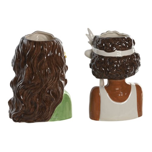 Kruka Home ESPRIT Vit Grn Keramik Urban