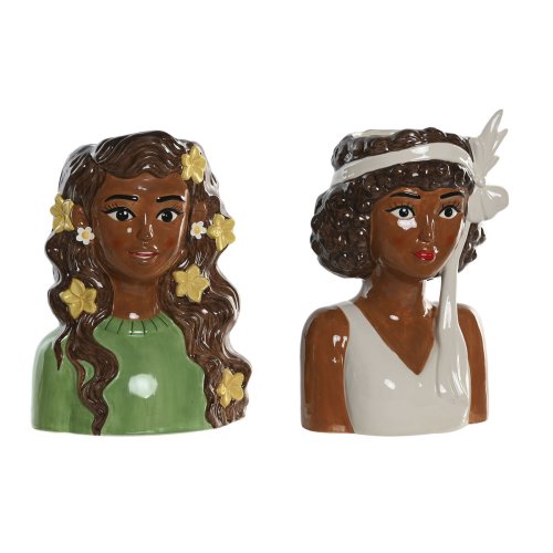 Kruka Home ESPRIT Vit Grn Keramik Urban