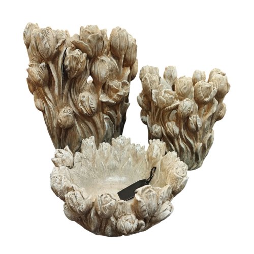Vas Home ESPRIT Gr Cement Tulpan 21 x 21 x 23 cm