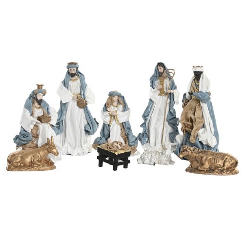 Julkrubba-set Home ESPRIT Bl Vit 20 x 15 x 30 cm (9 Delar)