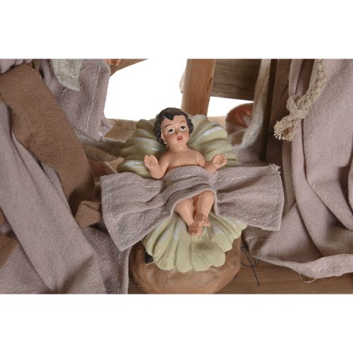 Julkrubba-set Home ESPRIT Brun Beige Tr MDF 30 x 15 x 30 cm