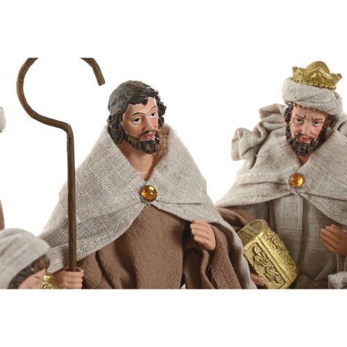 Julkrubba-set Home ESPRIT Brun Beige Harts 40 X 24 X 23,5 CM