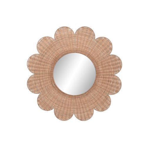 Vggspegel Home ESPRIT Brun Naturell Tropiskt 98 x 1 x 98 cm