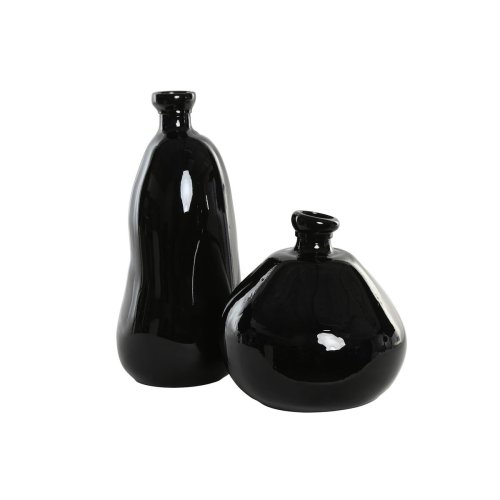 Vas Home ESPRIT Svart tervunnet glas 22 x 22 x 51 cm