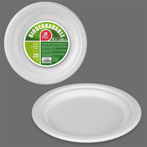 Tallriksset Best Products Green Sockerrr  17 cm Vit Biologiskt