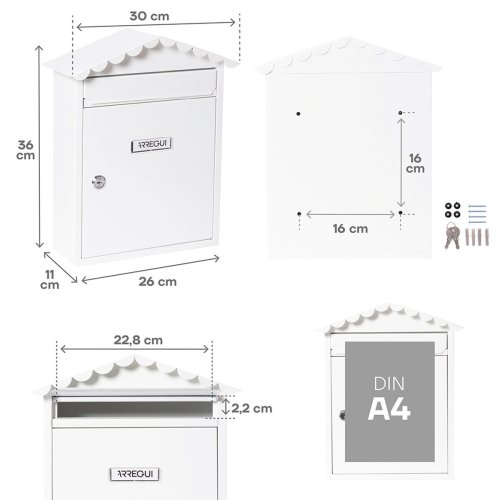 Brevlda Arregui Vit Stl 30 x 11 x 36 cm