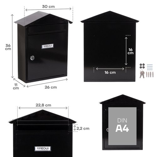 Brevlda Arregui Svart Stl 30 x 11 x 36 cm