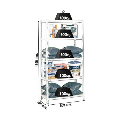 Bokhylla Simon Rack Comfort 5/300 Metall 5 Hyllor 500 kg (180 x