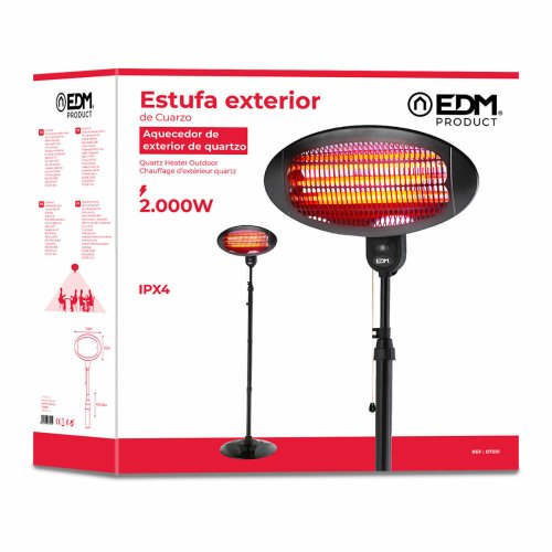 Kvartsvrmare EDM 07091 07091 Svart 2000 W 49,6 x 15,6 x 24,2 cm