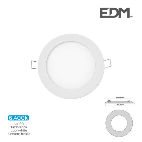 Inbyggt spotlight EDM 31601 Downlight A G 6 W 320 Lm (6400 K)
