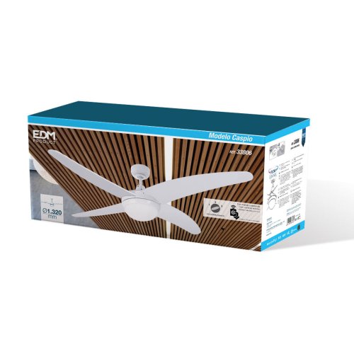 Takflkt med belysning EDM 33806 Caspio Vit 60 W