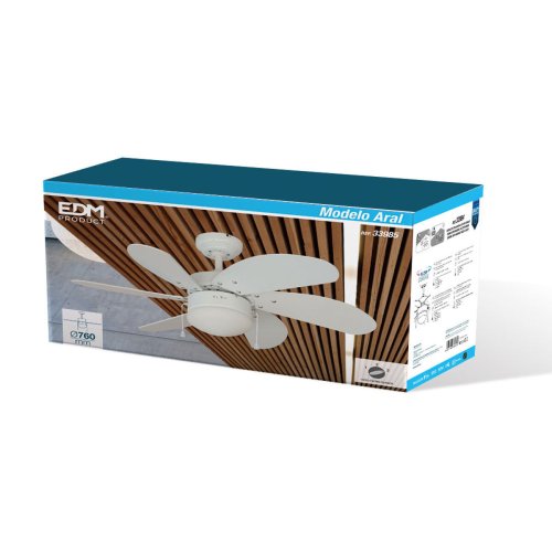 Takflkt med belysning EDM 33985 Aral Vit 50 W
