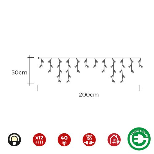 Gardinbelysning med LED EDM 71483 Icicle Easy-Connect 100 W 0,72