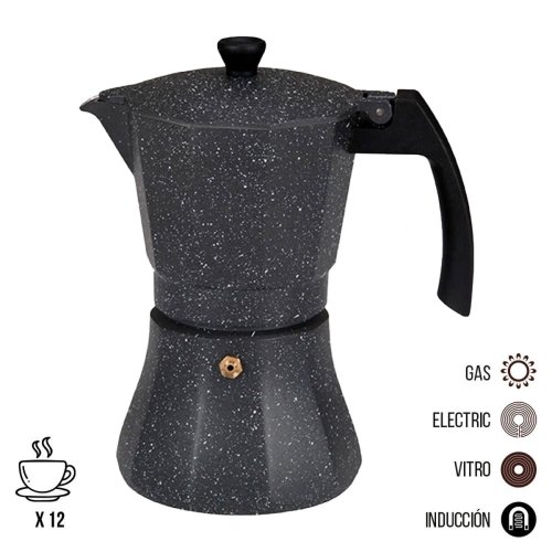 Italiensk Kaffepanna EDM Svart Aluminium 12 Csszk Induktionsh
