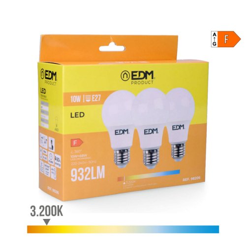 Frpackning med 3 LED-lampor EDM 98206 F 60 W 10 W 68 W E27 810